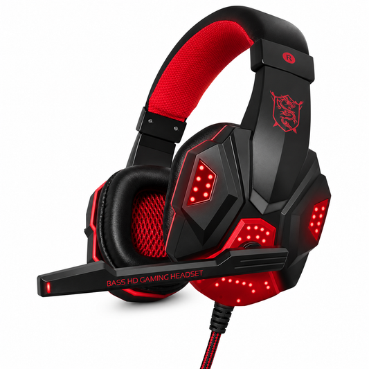 HEADSET HEADPHONE WITH MICROPHONE FOR XBOX ONE & S PS4 PRO LAPTOP Led Light