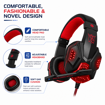 HEADSET HEADPHONE WITH MICROPHONE FOR XBOX ONE & S PS4 PRO LAPTOP Led Light
