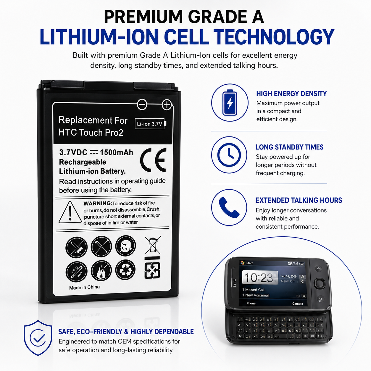 BATTERY FOR HTC TOUCH PRO2 PRO 2 NEW HIGH CAPACITY UK SELLER