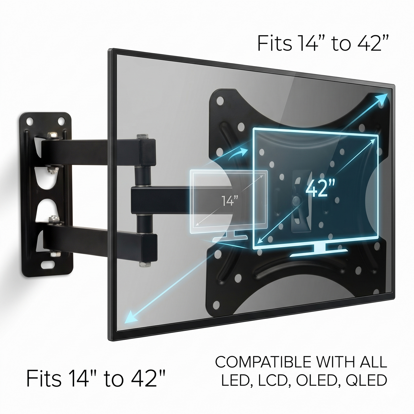 TV WALL MOUNT BRACKET 14 TO 42 TILT SWIVEL FLAT LED LCD OLED QLED FOR 40 42 INCH