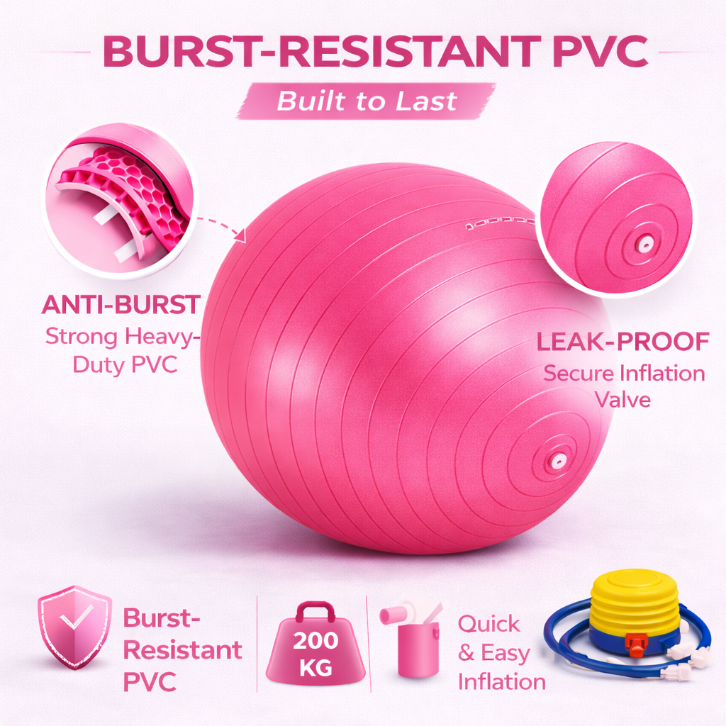 85cm ANTI BURST YOGA EXERCISE GYM PREGNANCY SWISS FITNESS ABS BALL + PUMP PINK