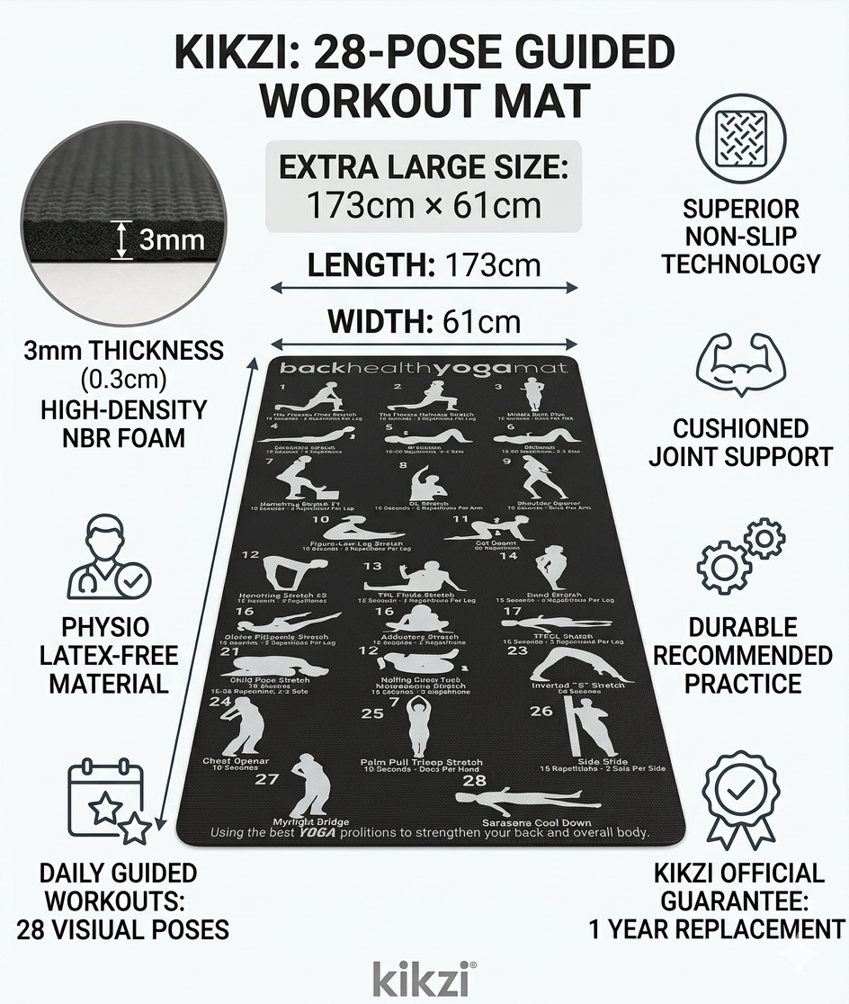 28 POSITION EXERCISE GYM YOGA MAT GUIDE FITNESS PILATES WORKOUT PHYSIO NON SLIP