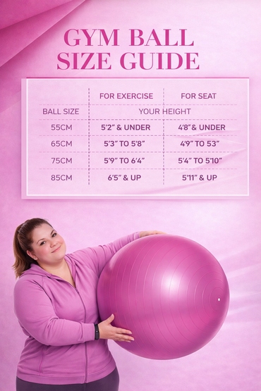 65cm GYM YOGA BALL ANTI BURST EXERCISE PREGNANCY SWISS FITNESS ABS + PUMP PINK
