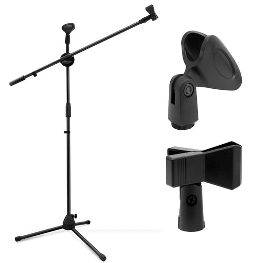 Adjustable Microphone Stand Boom Arm Holder & Mic Clip Stage Studio party Tripod