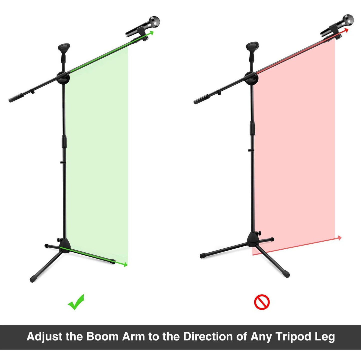 Adjustable Microphone Stand Boom Arm Holder & Mic Clip Stage Studio party Tripod