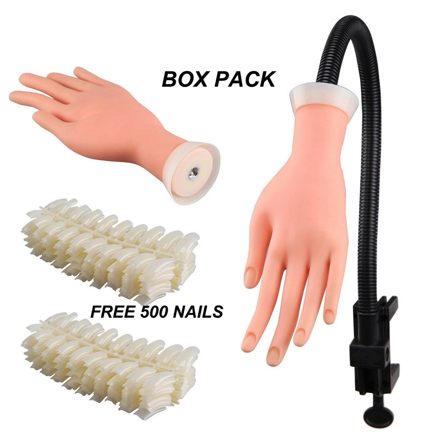 Adjustable Practice Nail Art Trainer Hand Tool Training Model +500 Gel Tip boxed