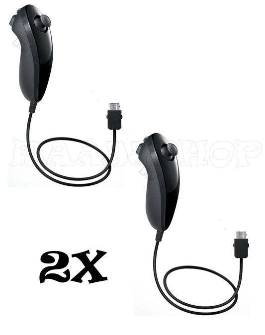 2X BLACK NUNCHUCK NUNCHUK CONTROLLER REMOTE GAMEPAD FOR NINTENDO Wii & WII U