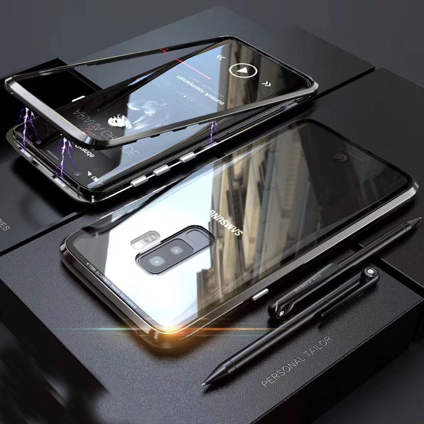 Magnetic Metal Adsorption Bumper Glass Case Cover for Samsung Galaxy S8 S9 UK