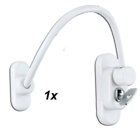 Window Door Cable Restrictor Child Safety Lock UPVC PVC Key Lockable White UK