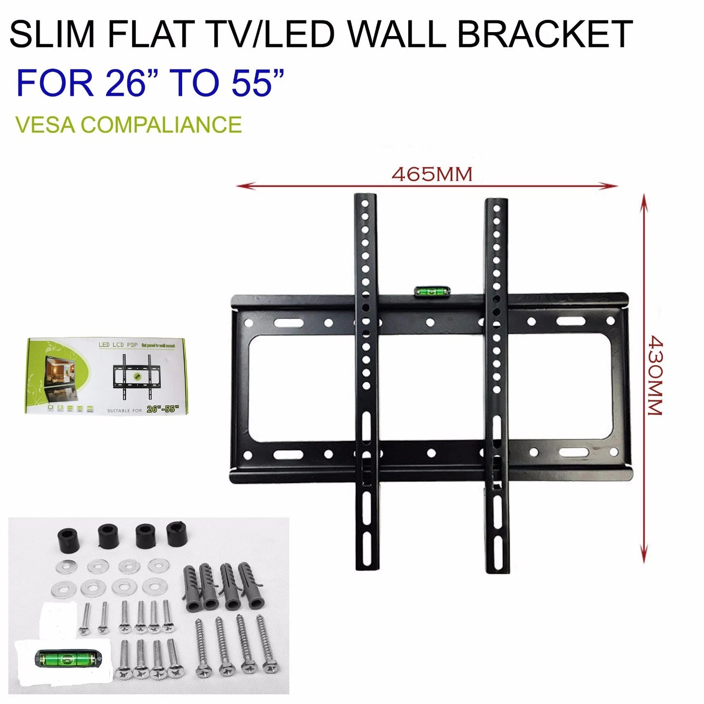 SLIM FLAT TV BRACKET WALL MOUNT LED LCD OLED QLED FOR 49 50 52 55 26 TO 55 INCH