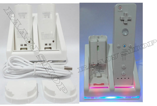 2x CHARGER DOCKING STATION + 4x RECHARGEABLE BATTERY PACK FOR WII U REMOTE