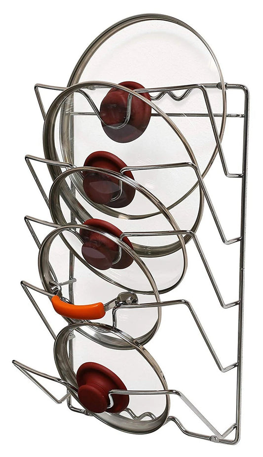 WALL DOOR CUPBOARD SAUCEPANS PAN LIDS STORAGE RACK HOLDER HOLDS 3 or 5 LIDS UK