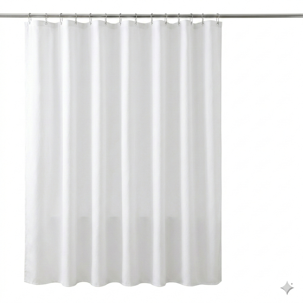 SHOWER CURTAIN 100% POLYESTER FABRIC MODERN DESIGNER WASHABLE + 12 HOOKS 180*180