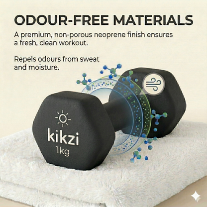 Premium Neoprene Dumbbell Pair - Cast Iron Core, Odor-Free & Non-Slip Grip. Hex Anti-Roll Hand Weights for Exercise, Workouts, Home Gym, Yoga & Pilates (1kg to 10kg)