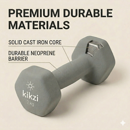 Premium Neoprene Dumbbell Pair - Cast Iron Core, Odor-Free & Non-Slip Grip. Hex Anti-Roll Hand Weights for Exercise, Workouts, Home Gym, Yoga & Pilates (1kg to 10kg)