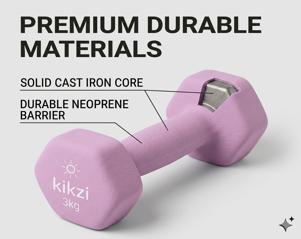 Premium Neoprene Dumbbell Pair - Cast Iron Core, Odor-Free & Non-Slip Grip. Hex Anti-Roll Hand Weights for Exercise, Workouts, Home Gym, Yoga & Pilates (1kg to 10kg)