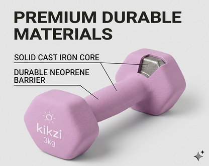 Premium Neoprene Dumbbell Pair - Cast Iron Core, Odor-Free & Non-Slip Grip. Hex Anti-Roll Hand Weights for Exercise, Workouts, Home Gym, Yoga & Pilates (1kg to 10kg)