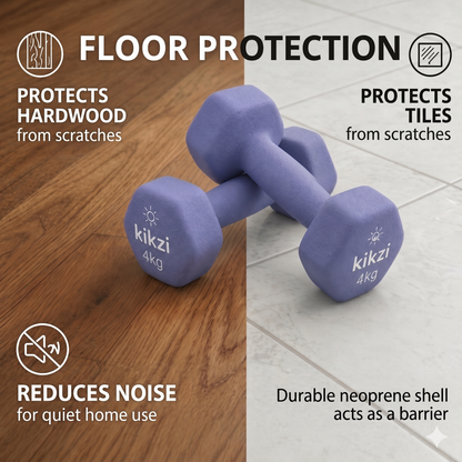 Premium Neoprene Dumbbell Pair - Cast Iron Core, Odor-Free & Non-Slip Grip. Hex Anti-Roll Hand Weights for Exercise, Workouts, Home Gym, Yoga & Pilates (1kg to 10kg)