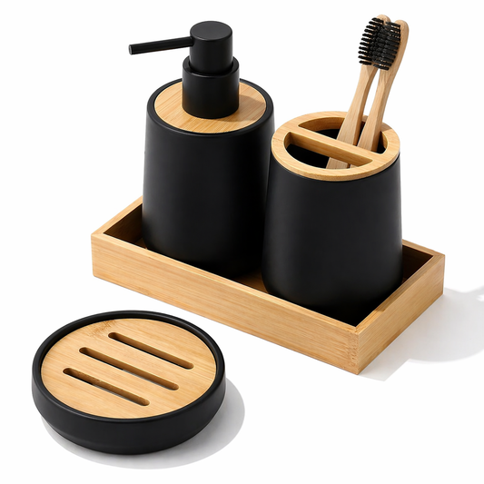 KIKZI® Bathroom Set 4 8 9 Piece Accessories Soap Dispenser Toothbrush Holder UK