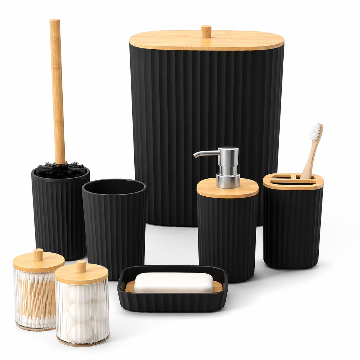 KIKZI® Bathroom Set 4 8 9 Piece Accessories Soap Dispenser Toothbrush Holder UK