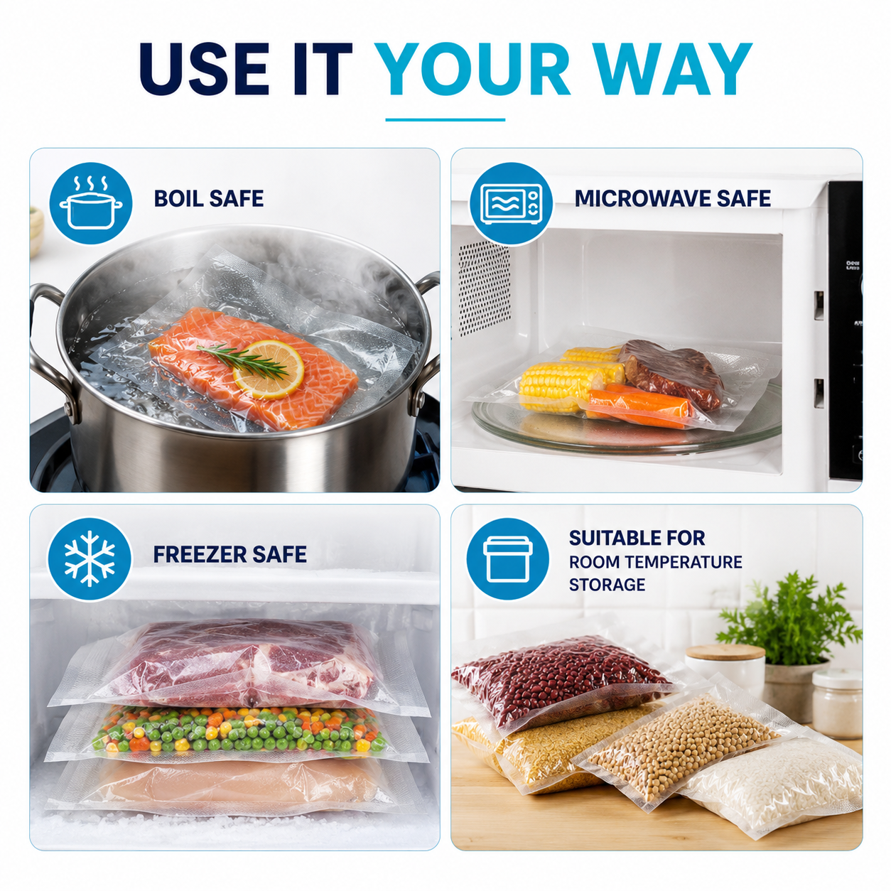 Textured Vacuum Sealer Bags Vac Seal Dry Wet Pack Food Saver Storage Bag UK Post