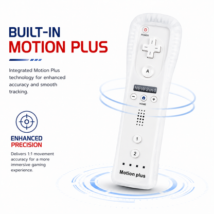 2X WII BUILT IN MOTION PLUS REMOTE CONTROLLER AND NUNCHUCK + SILICON +HAND STRIP