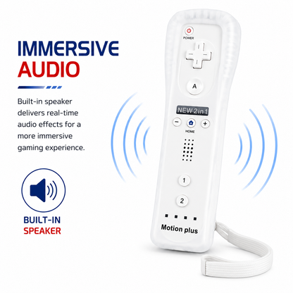 2X WII BUILT IN MOTION PLUS REMOTE CONTROLLER AND NUNCHUCK + SILICON +HAND STRIP