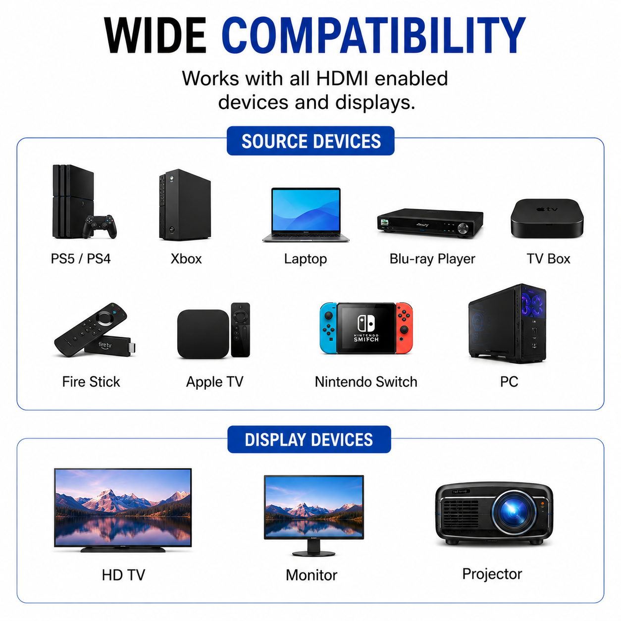 NEW 1 INPUT 2 OUTPUT HDMI SPLITTER 2 WAY SWITCH BOX Hub SUPPORT FULL 4K HD 3D