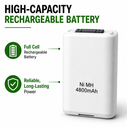 PLAY AND CHARGE KIT + RECHARGEABLE BATTERY FOR XBOX 360 NEW BOX WHITE UK SELLER