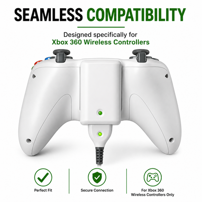 PLAY AND CHARGE KIT + RECHARGEABLE BATTERY FOR XBOX 360 NEW BOX WHITE UK SELLER