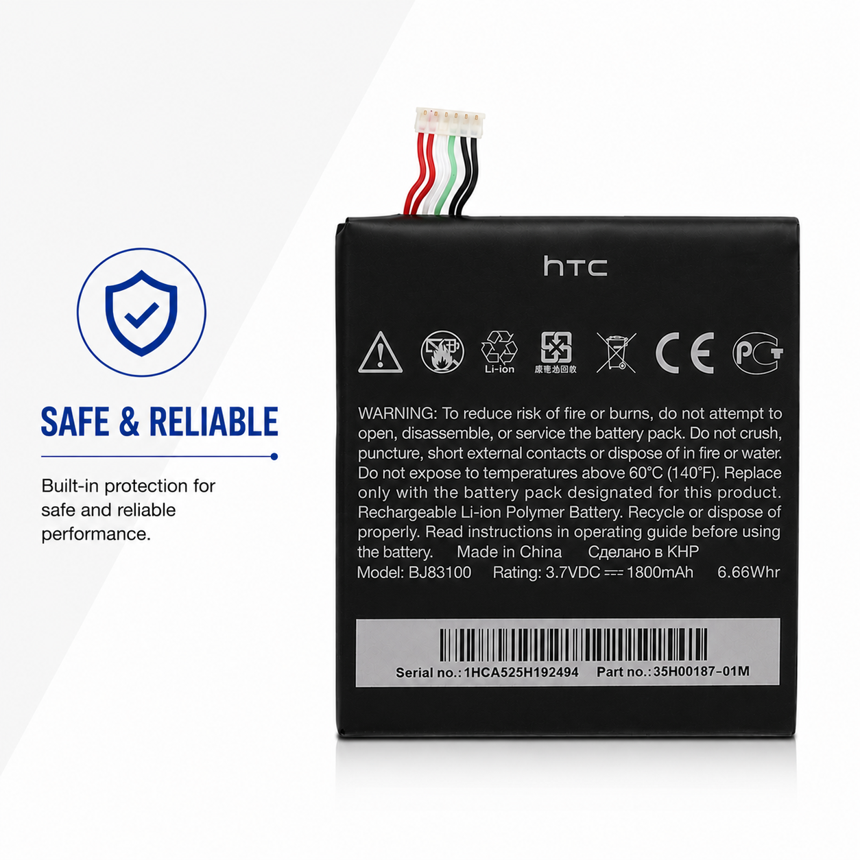 BATTERY FOR HTC ONE X REPLACE PART NO BJ83100 35H00187 NEW 2300mAh HIGH CAPACITY