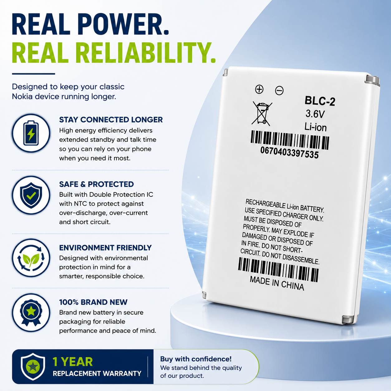 BATTERY BLC-2 FOR NOKIA 3360 3385 3390 3395 3510i UK SELLER