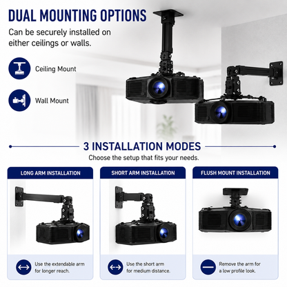 PROJECTOR CEILING WALL MOUNT BRACKET TILT EXTENDABLE FOR ACER ASUS NEC UNIVERSAL