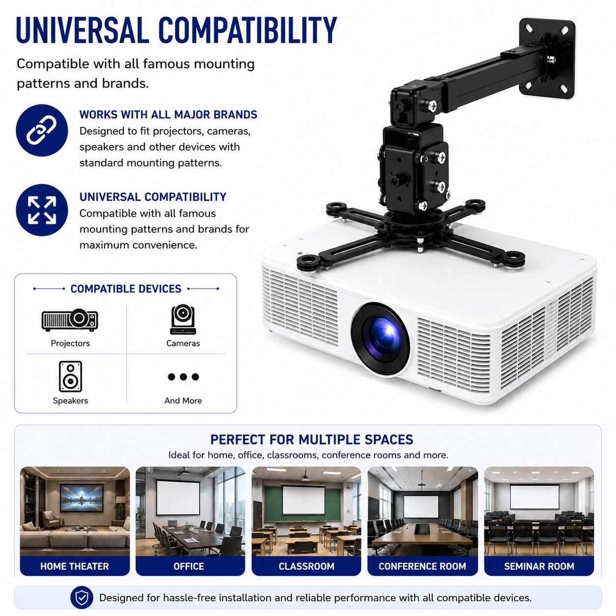PROJECTOR CEILING WALL MOUNT BRACKET TILT EXTENDABLE FOR ACER ASUS NEC UNIVERSAL