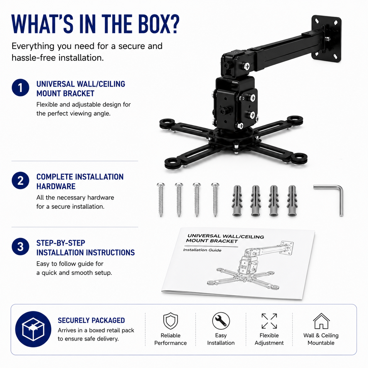 PROJECTOR CEILING WALL MOUNT BRACKET TILT EXTENDABLE FOR ACER ASUS NEC UNIVERSAL