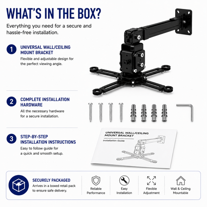 PROJECTOR CEILING WALL MOUNT BRACKET TILT EXTENDABLE FOR ACER ASUS NEC UNIVERSAL
