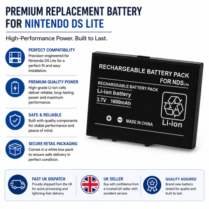 BATTERY FOR NINTENDO DS LITE NDSL UK SELLER