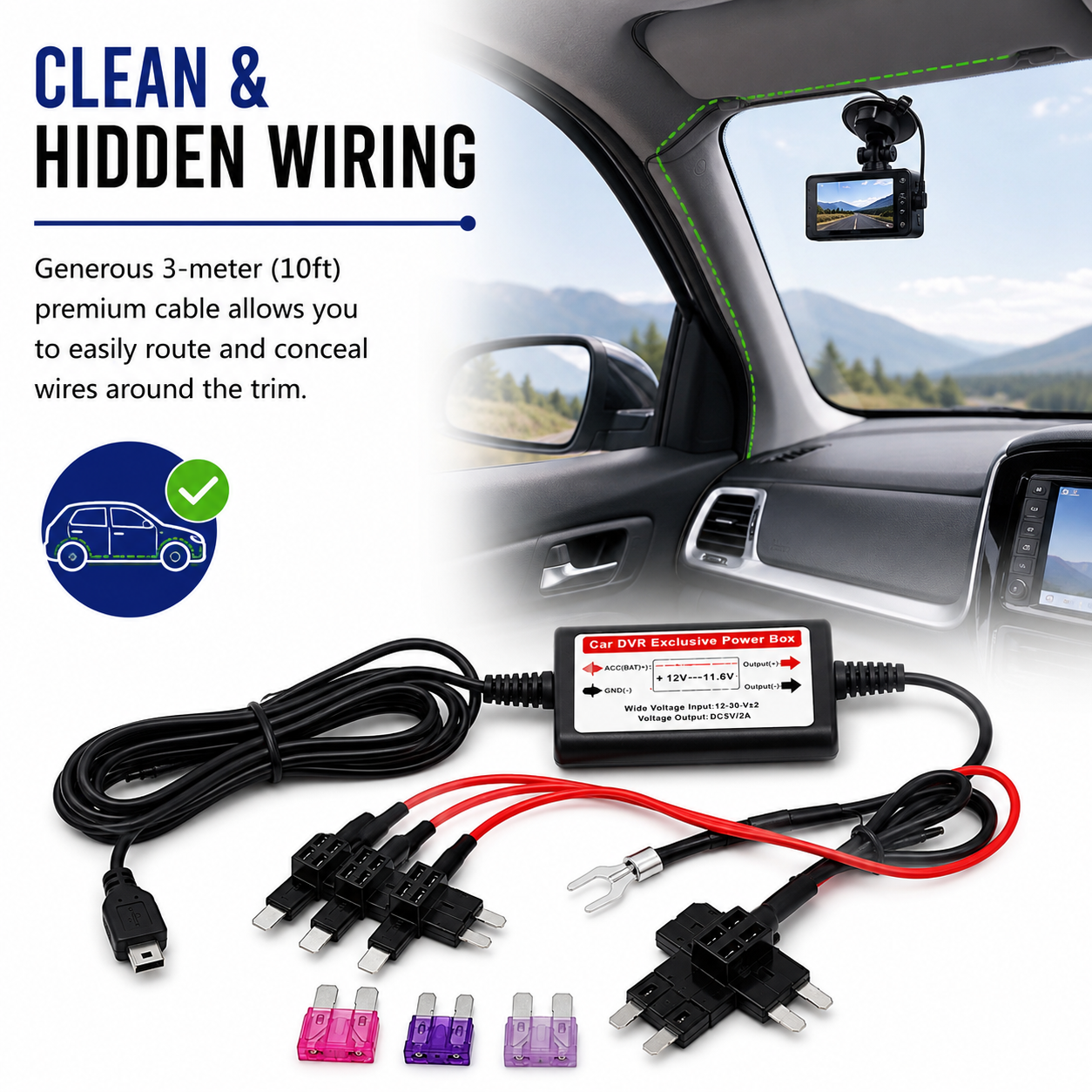 Hard Wire Car Dash Cam Camera Kit For Nextbase 300W 222 322GW 422GW 522GW 622GW
