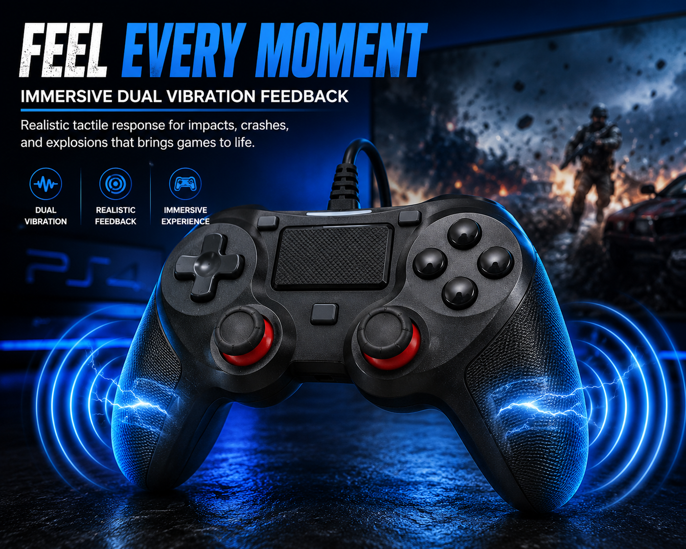 Replacement Wired Controller For Ps4 Play Station 4 and Pro Windows & PC UK