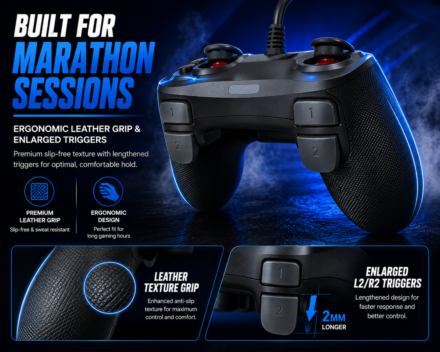 Replacement Wired Controller For Ps4 Play Station 4 and Pro Windows & PC UK