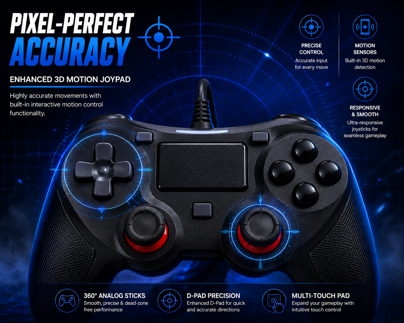 Replacement Wired Controller For Ps4 Play Station 4 and Pro Windows & PC UK