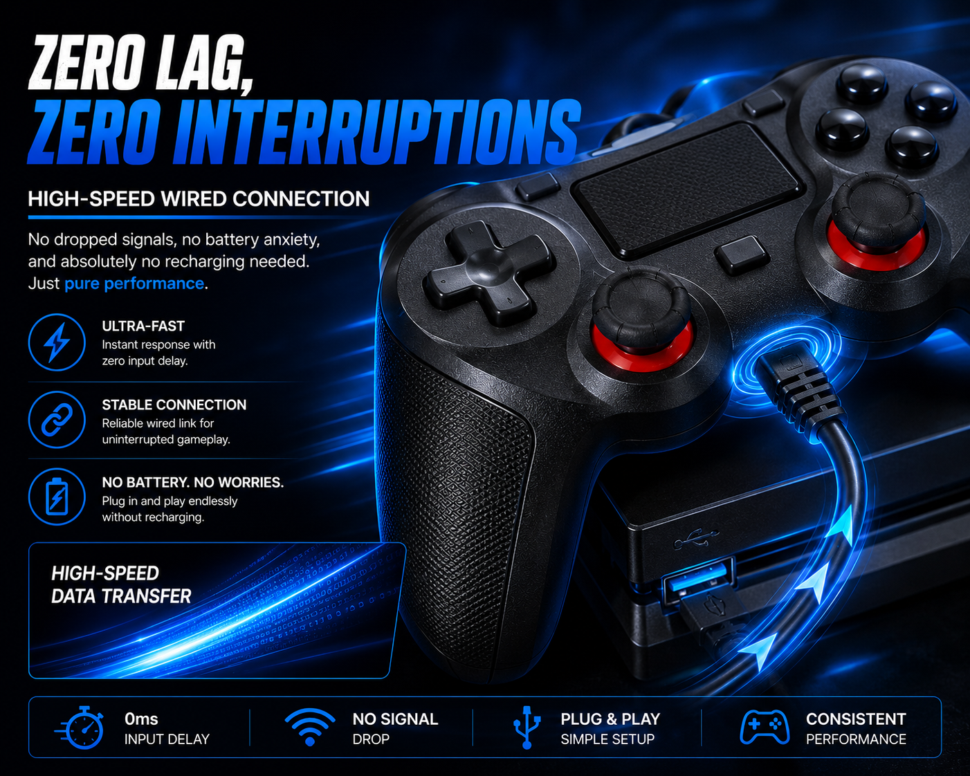 Replacement Wired Controller For Ps4 Play Station 4 and Pro Windows & PC UK