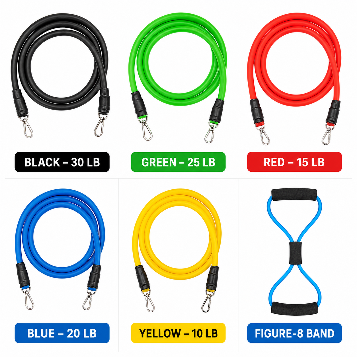 11PC Resistance Bands Set Yoga Gym CrossFit Fitness Exercise Workout Tubes