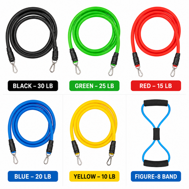 11PC Resistance Bands Set Yoga Gym CrossFit Fitness Exercise Workout Tubes