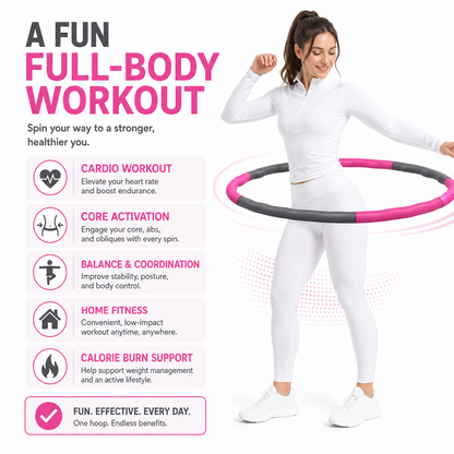 PROFESSIONAL HULA HOOP WEIGHTED COLLAPSIBL FITNESS EXERCISE MASSAGER ABS WORKOUT