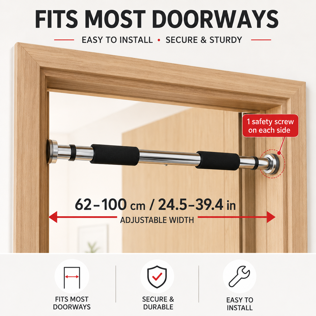 Pull up Chin Up Bar Doorway Upper Body Abs Gym Fitness Training Strength Boxed