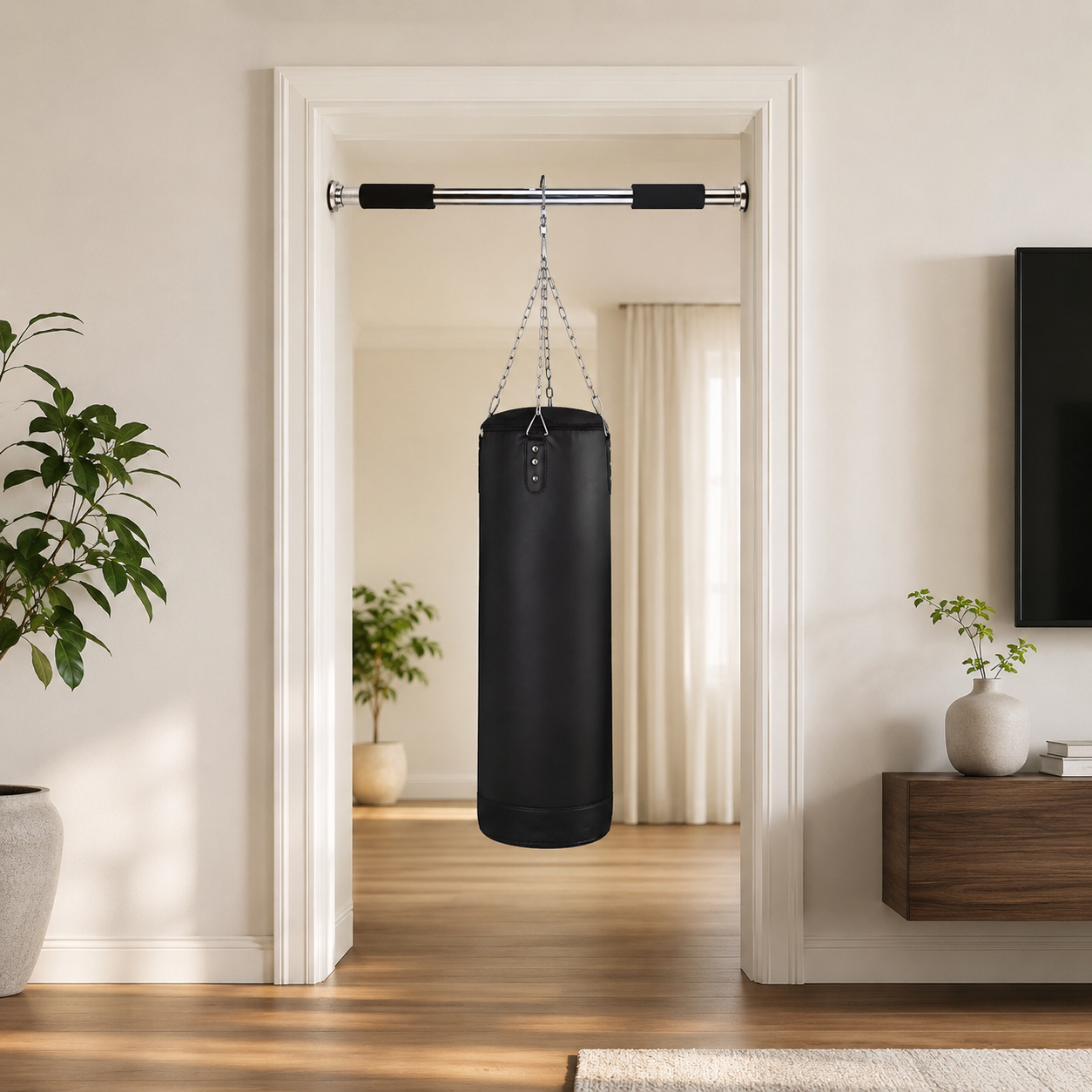 Pull up Chin Up Bar Doorway Upper Body Abs Gym Fitness Training Strength Boxed