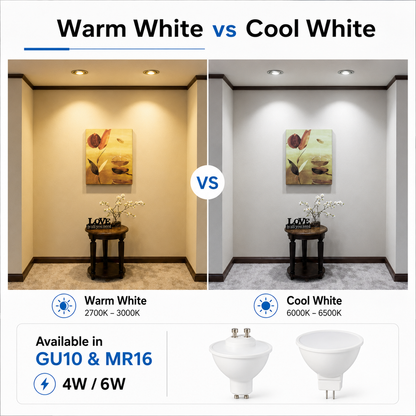 2x - 20x GU10 MR16 4W 6W WARM WHITE COOL WHITE LED ENERGY SAVING BULB LAMP CE UK