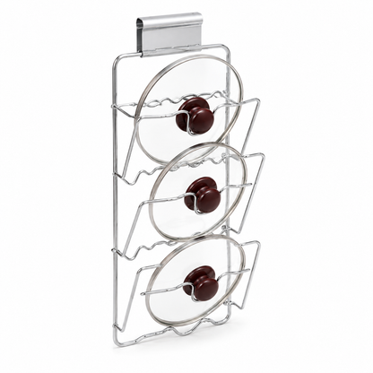 WALL DOOR CUPBOARD SAUCEPANS PAN LIDS STORAGE RACK HOLDER HOLDS 3 or 5 LIDS UK