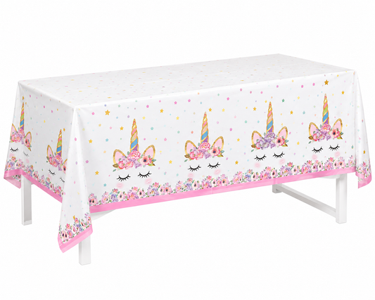LARGE Polka Dot Sky Unicorn TableCloth Cover Children's Party Happy Birthday